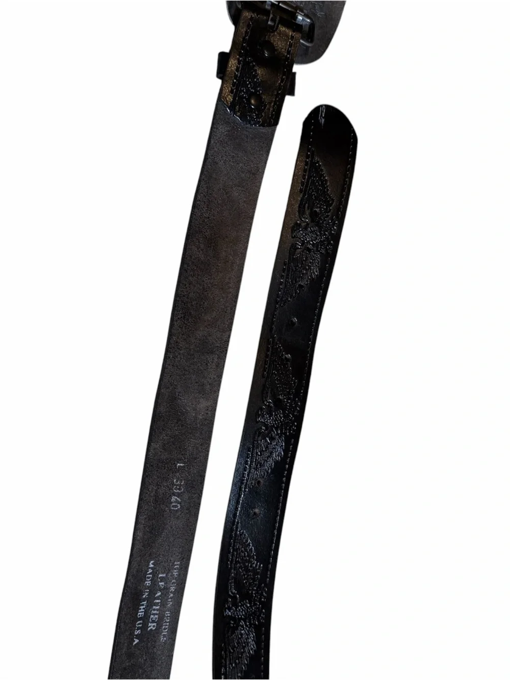National Finals Rodeo Western Leather Belt with Silver Buckle